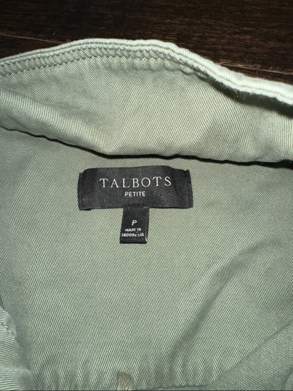 Talbots olive green  Utility Jacket with Snap Front size petite
